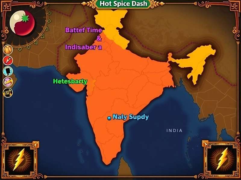 Hot Spice Dash game map showing Indian regions
